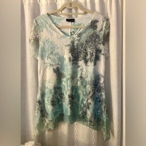 Brittany Black top with lace and embellishments. Sz M/L